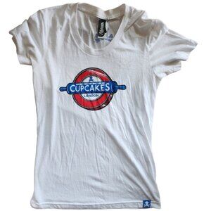 Johnny Cupcakes London Womens White Short Sleeve Tshirt Size M C45